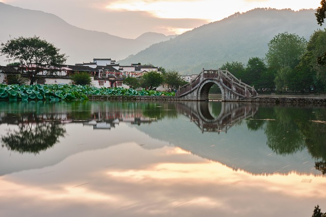 bridge, southlake, painting, ancient building, hongcun, huangshan, anhui, huangshan, huangshan, huangshan, huangshan, anhui, anhui, anhui, anhui, anhui